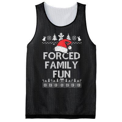 Forced Family Fun Sarcastic Adult Christmas Even Mesh Reversible Basketball Jersey Tank