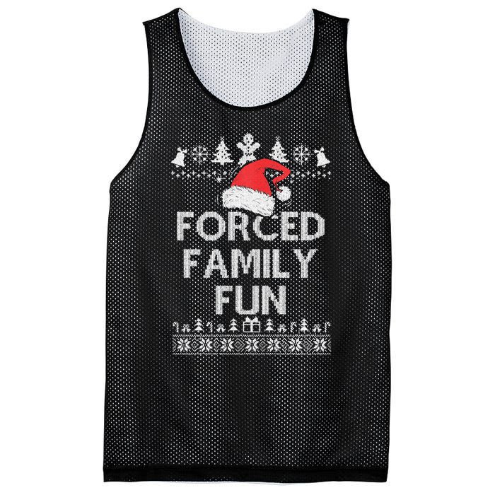 Forced Family Fun Sarcastic Adult Christmas Even Mesh Reversible Basketball Jersey Tank