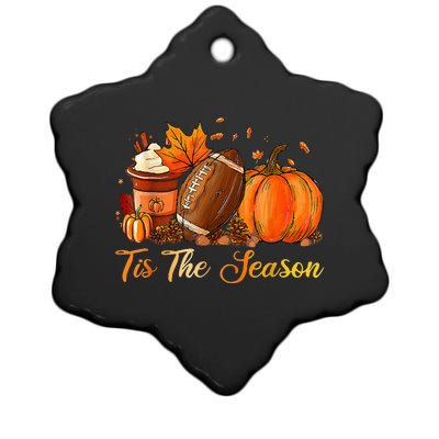 Festive Fall Football Embrace the Pumpkin Spice Season Ceramic Star Ornament