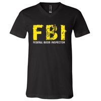 Funny FBI Federal BooB Inspector Dad Joke Vintage Design V-Neck T-Shirt