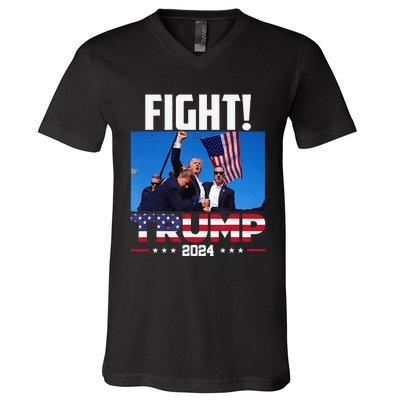 Fight Fight Fight Trump 2024 V-Neck T-Shirt