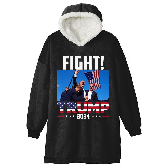 Fight Fight Fight Trump 2024 Hooded Wearable Blanket