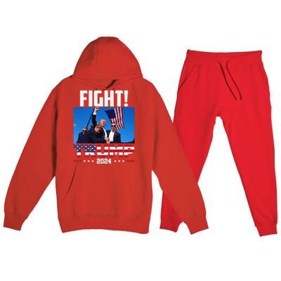 Fight Fight Fight Trump 2024 Premium Hooded Sweatsuit Set