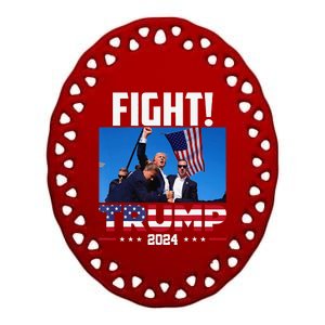 Fight Fight Fight Trump 2024 Ceramic Oval Ornament