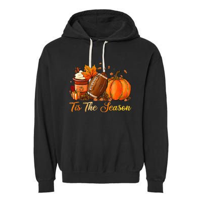 Festive Fall Football Embrace the Pumpkin Spice Season Garment-Dyed Fleece Hoodie