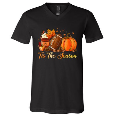 Festive Fall Football Embrace the Pumpkin Spice Season V-Neck T-Shirt