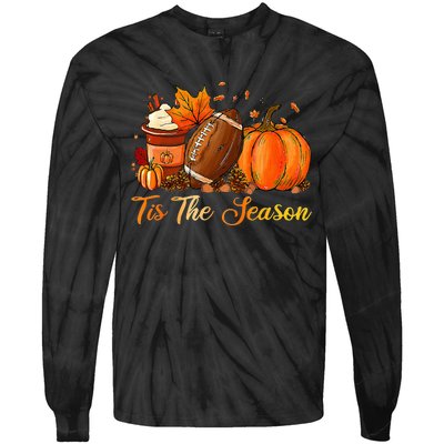 Festive Fall Football Embrace the Pumpkin Spice Season Tie-Dye Long Sleeve Shirt