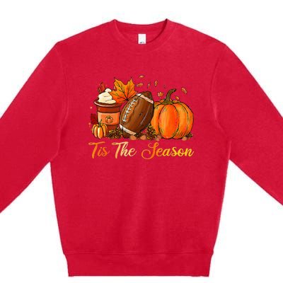 Festive Fall Football Embrace the Pumpkin Spice Season Premium Crewneck Sweatshirt