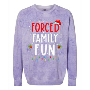 Forced Family Fun Winter Holidays Funny Christmas Colorblast Crewneck Sweatshirt