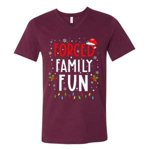 Forced Family Fun Winter Holidays Funny Christmas V-Neck T-Shirt