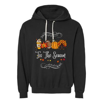 Festive Fall Football Embrace the Pumpkin Spice Season Garment-Dyed Fleece Hoodie