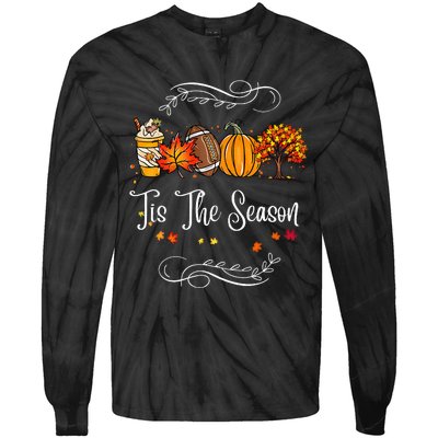 Festive Fall Football Embrace the Pumpkin Spice Season Tie-Dye Long Sleeve Shirt