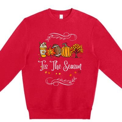 Festive Fall Football Embrace the Pumpkin Spice Season Premium Crewneck Sweatshirt