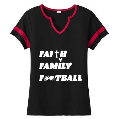 Faith Family Football Ladies Halftime Notch Neck Tee