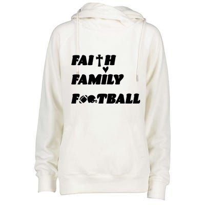 Faith Family Football Womens Funnel Neck Pullover Hood