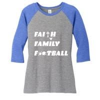 Faith Family Football Women's Tri-Blend 3/4-Sleeve Raglan Shirt