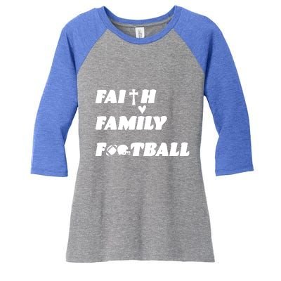 Faith Family Football Women's Tri-Blend 3/4-Sleeve Raglan Shirt