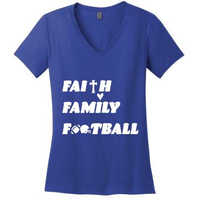 Faith Family Football Women's V-Neck T-Shirt