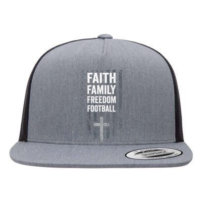 Faith Family Freedom Football USA Cross Flag ON BACK Flat Bill Trucker Hat