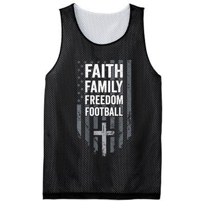 Faith Family Freedom Football USA Cross Flag ON BACK Mesh Reversible Basketball Jersey Tank