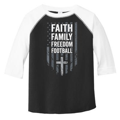 Faith Family Freedom Football USA Cross Flag ON BACK Toddler Fine Jersey T-Shirt