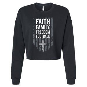 Faith Family Freedom Football USA Cross Flag ON BACK Cropped Pullover Crew