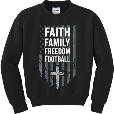 Faith Family Freedom Football USA Cross Flag ON BACK Kids Sweatshirt