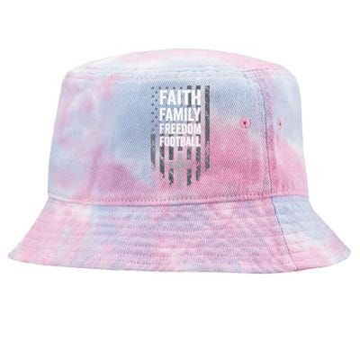 Faith Family Freedom Football USA Cross Flag ON BACK Tie-Dyed Bucket Hat