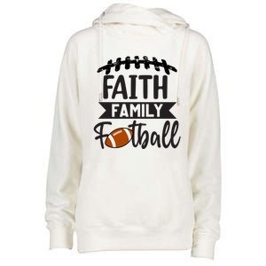 Faith Family Football Christian Fun Fall Football Womens Funnel Neck Pullover Hood