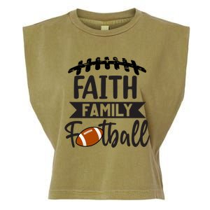 Faith Family Football Christian Fun Fall Football Garment-Dyed Women's Muscle Tee