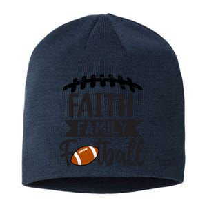 Faith Family Football Christian Fun Fall Football Sustainable Beanie