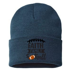 Faith Family Football Christian Fun Fall Football Sustainable Knit Beanie