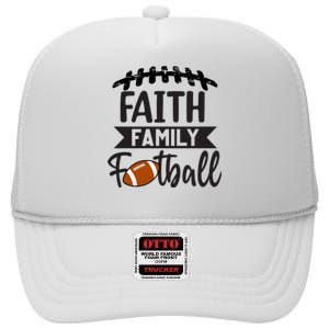 Faith Family Football Christian Fun Fall Football High Crown Mesh Back Trucker Hat