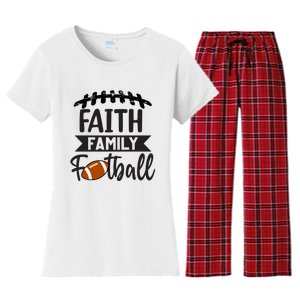 Faith Family Football Christian Fun Fall Football Women's Flannel Pajama Set