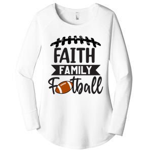 Faith Family Football Christian Fun Fall Football Women's Perfect Tri Tunic Long Sleeve Shirt