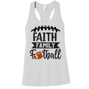 Faith Family Football Christian Fun Fall Football Women's Racerback Tank