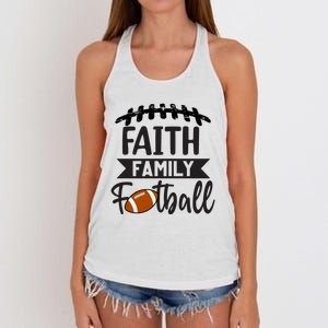 Faith Family Football Christian Fun Fall Football Women's Knotted Racerback Tank