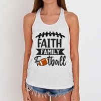 Faith Family Football Christian Fun Fall Football Women's Knotted Racerback Tank