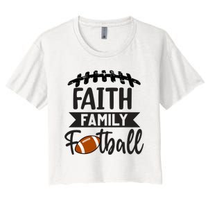 Faith Family Football Christian Fun Fall Football Women's Crop Top Tee