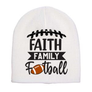 Faith Family Football Christian Fun Fall Football Short Acrylic Beanie