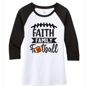 Faith Family Football Christian Fun Fall Football Women's Tri-Blend 3/4-Sleeve Raglan Shirt