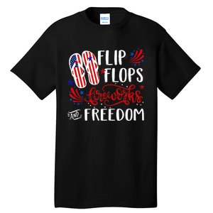 flip flops fireworks and freedom 4th of july Tall T-Shirt