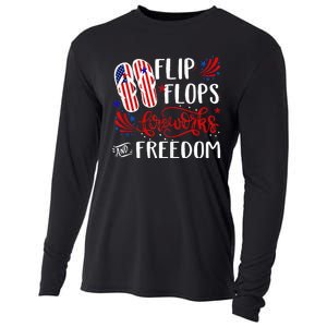 flip flops fireworks and freedom 4th of july Cooling Performance Long Sleeve Crew