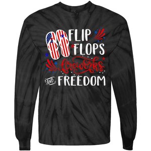 flip flops fireworks and freedom 4th of july Tie-Dye Long Sleeve Shirt