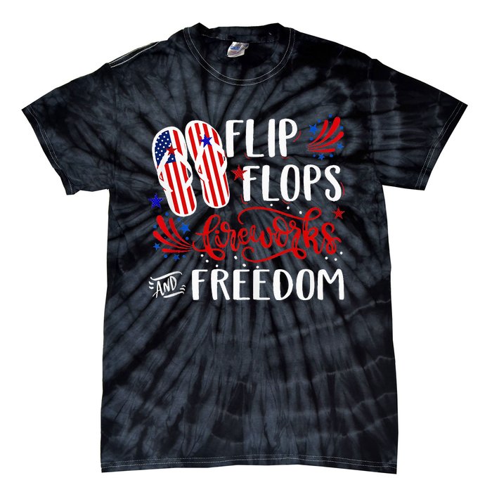 flip flops fireworks and freedom 4th of july Tie-Dye T-Shirt