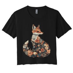 Floral Fox Women's Crop Top Tee