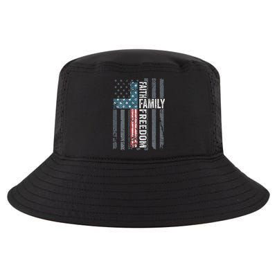 Faith Family Freedom Christian USA Cross Flag Cool Comfort Performance Bucket Hat