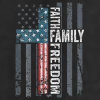 Faith Family Freedom Christian USA Cross Flag 7 Panel Mesh Trucker Snapback Hat