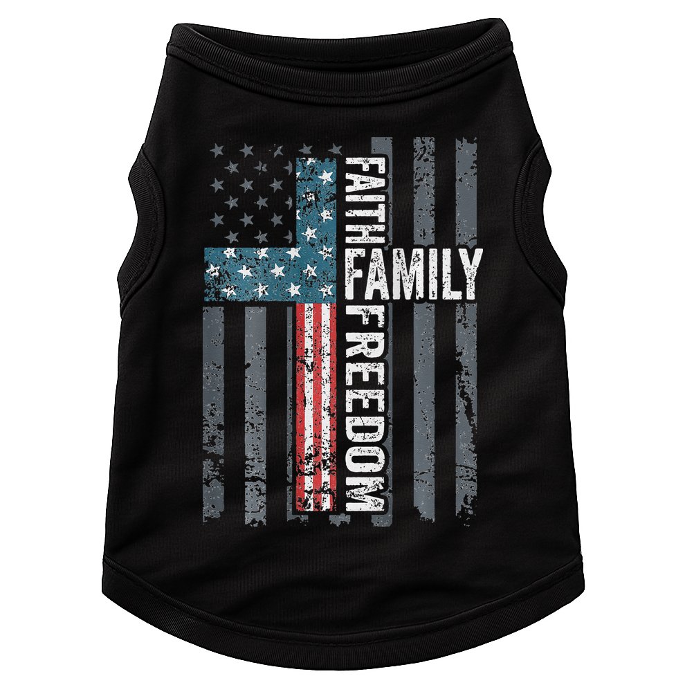 Faith Family Freedom Christian USA Cross Flag Doggie Tank