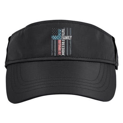 Faith Family Freedom Christian USA Cross Flag Adult Drive Performance Visor